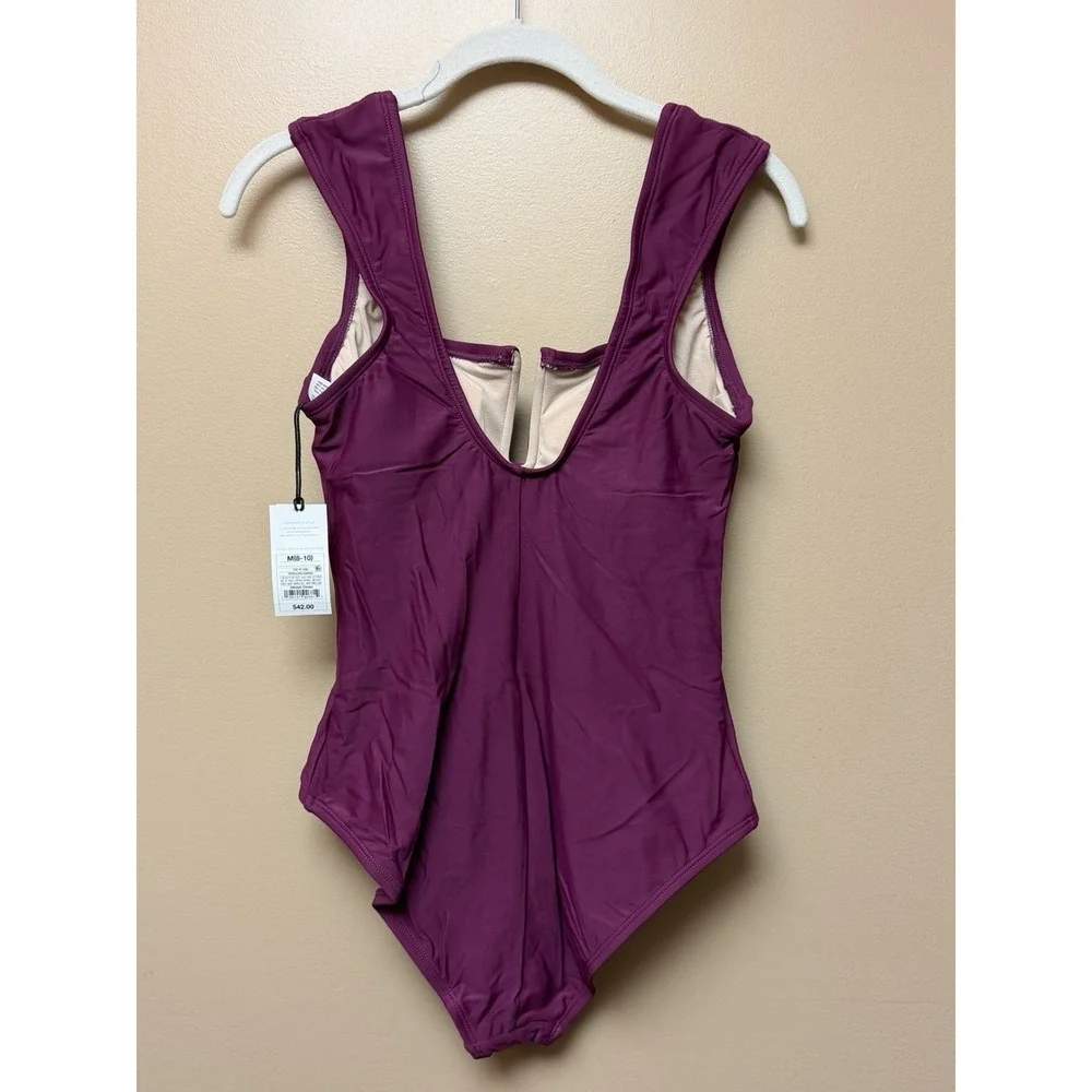 Shade & Shore Women's Cap Sleeve One Piece Purple Swimsuit Size M (8-10) NWT